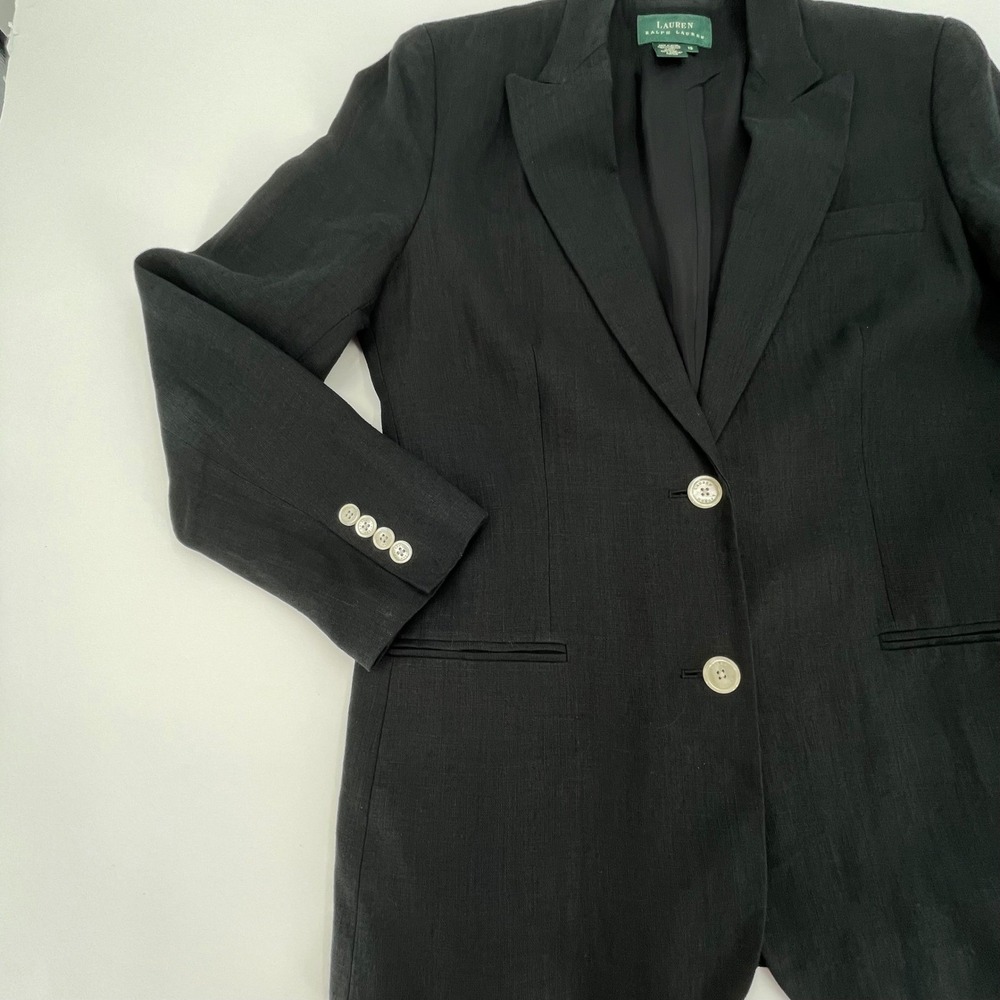 Lauren Ralph Lauren Women's Charcoal Gray 100% Linen Blazer Size 12 - Picture 6 of 11